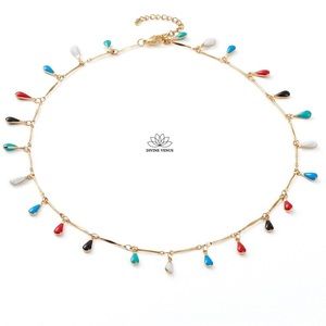 Colorful Teardrop Necklace | Gold Plated Stainless Steel